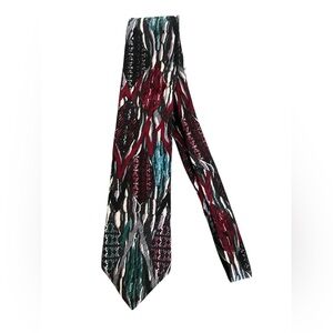 Coogi Australia Vintage Black Blue Red Abstract Silk Neck Tie‎